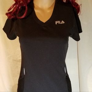 Fit For Women's Curves Black Reflective Fila Shirt